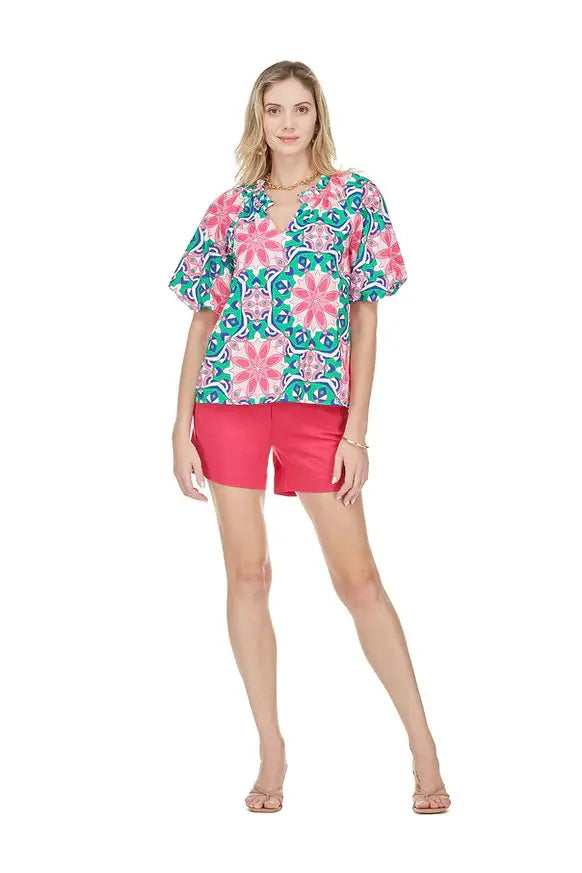 Jade Melody Tam Balloon Sleeve Peasant Top