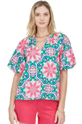 Jade Melody Tam Balloon Sleeve Peasant Top