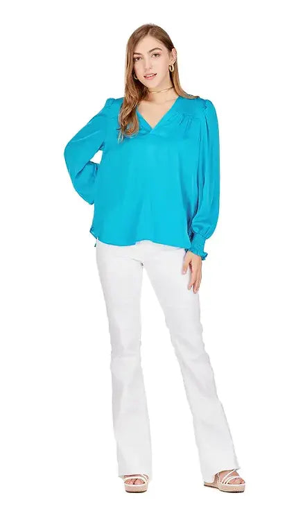 Jade Melody Tam V-Neck Blouse