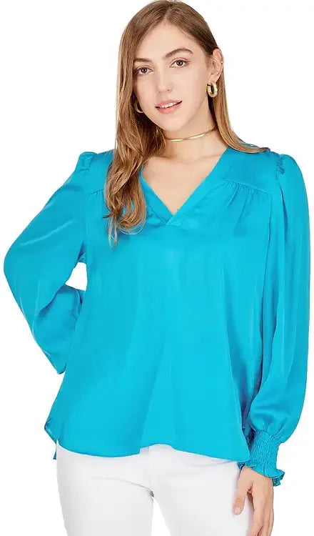 Jade Melody Tam V-Neck Blouse