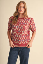 &MERCI - Geometric short sleeve sweater