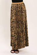 Flying Tomato leopard print woven pleated maxi skirt