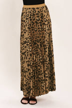 Flying Tomato leopard print woven pleated maxi skirt