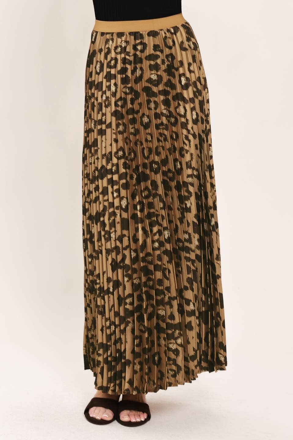 Flying Tomato leopard print woven pleated maxi skirt