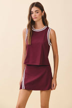 TCEC - CT9598-Contrast Trim Detail Sleeveless Athletic Top