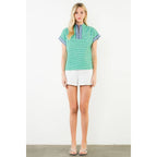 THML - Short Sleeve Gingham Patterned Top