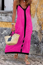 Fleurworld - Sleeveless Contrast Maxi Dress
