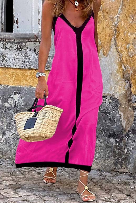 Fleurworld - Sleeveless Contrast Maxi Dress