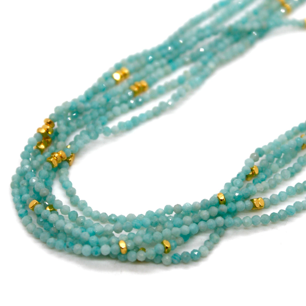 Lizou Stone and Gold Luxury Short Necklace