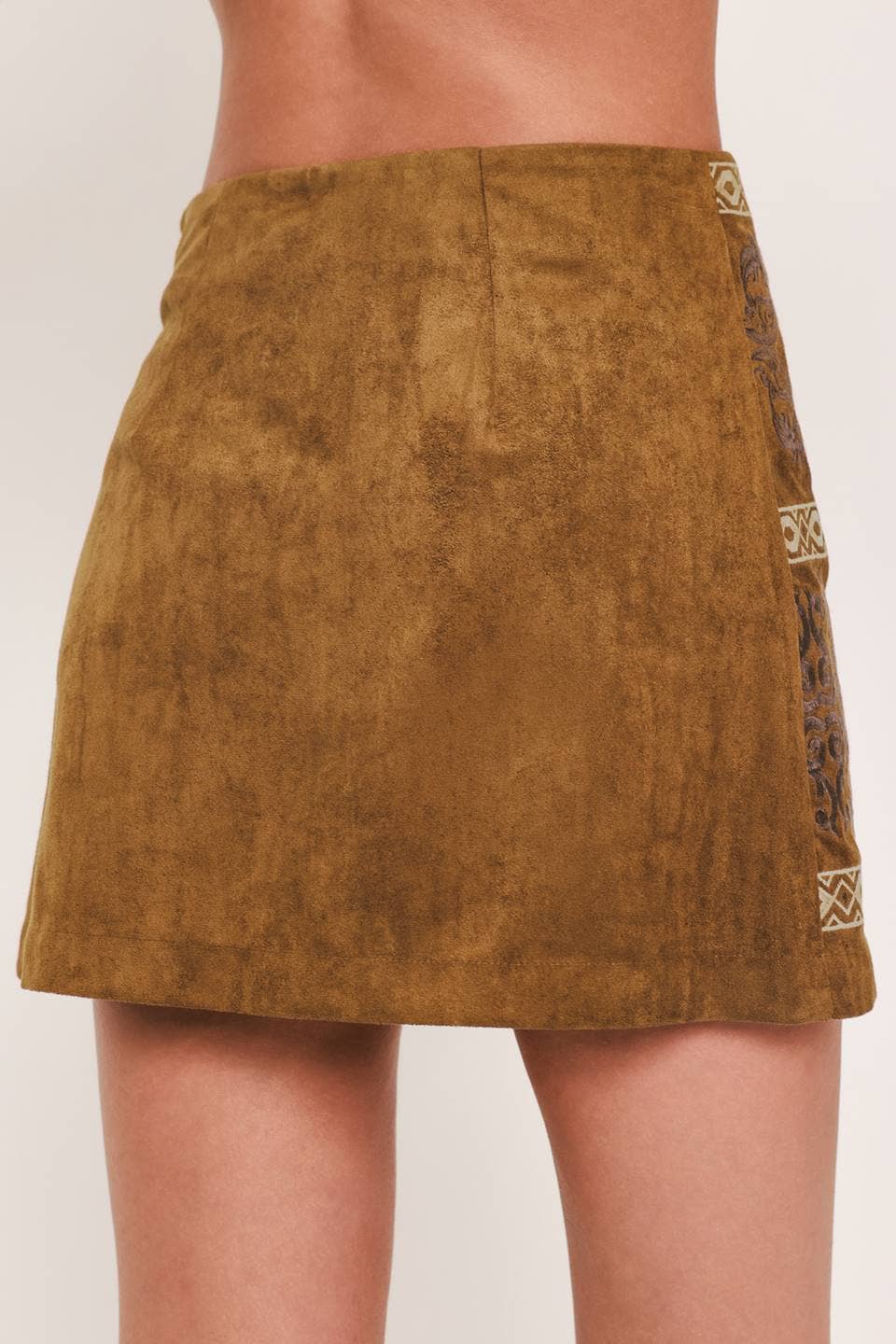 Flying Tomato print faux suede skirt