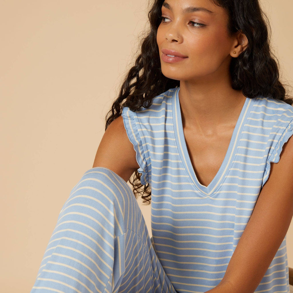 Softies Dream Ruffle V-Neck with Cropped Pant Pajama Set