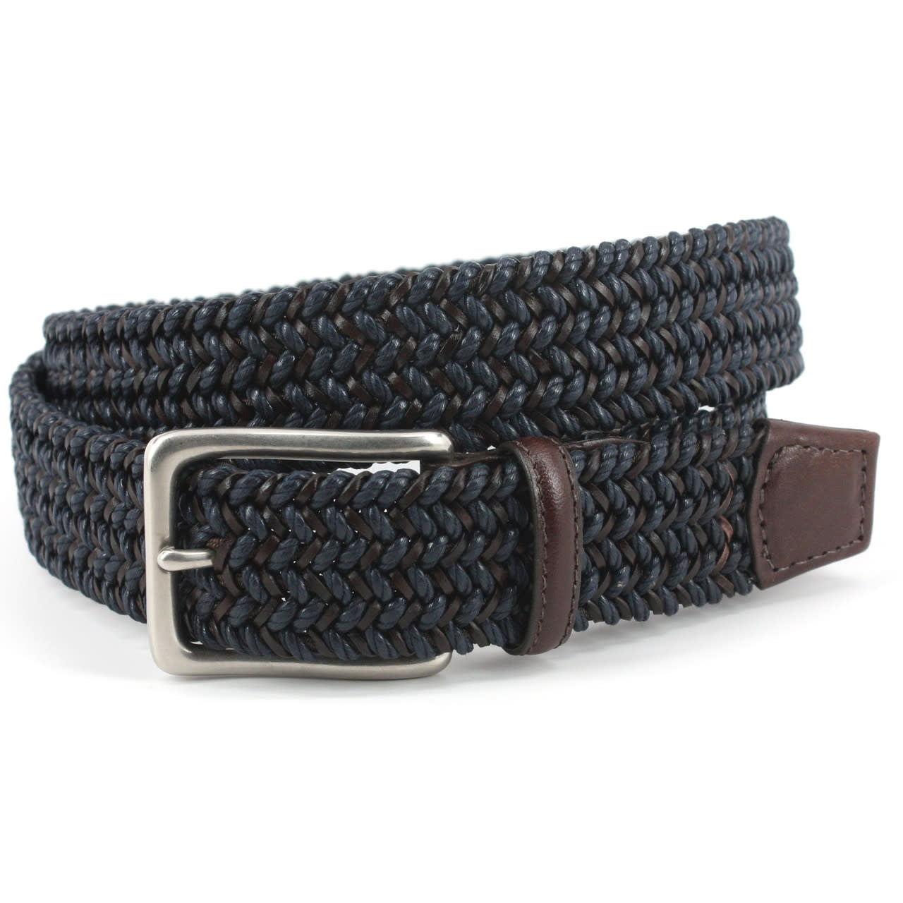 Italian Woven Cotton & Leather Belt