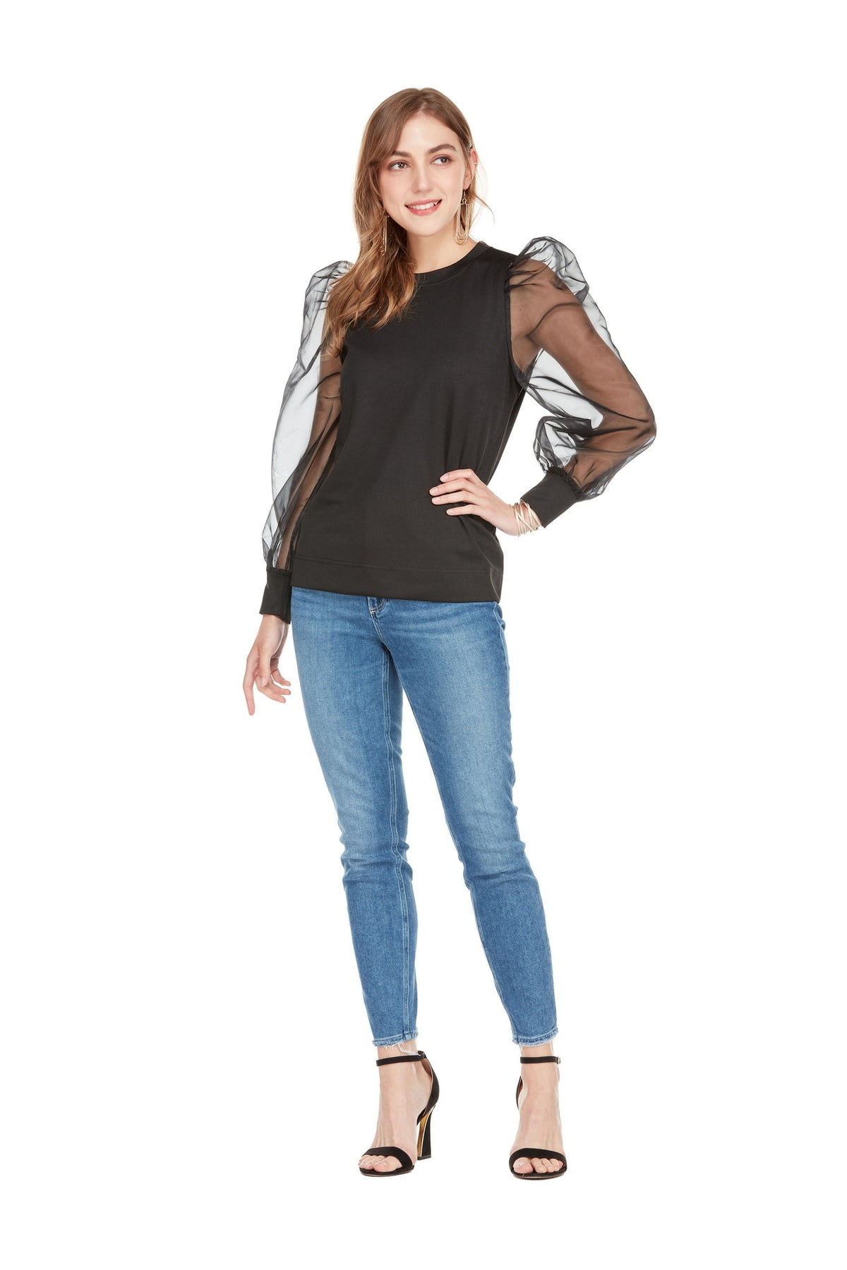 Joy Joy Organza Sleeve Pullover