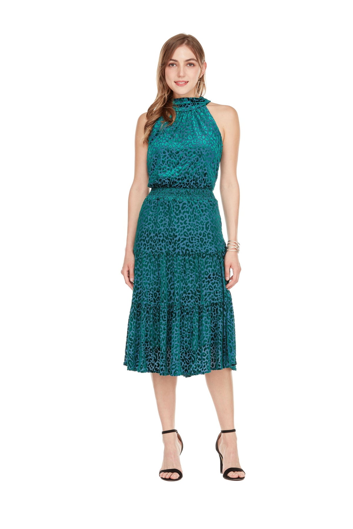 Jade Melody Tam Cinch Waist Halter Dress