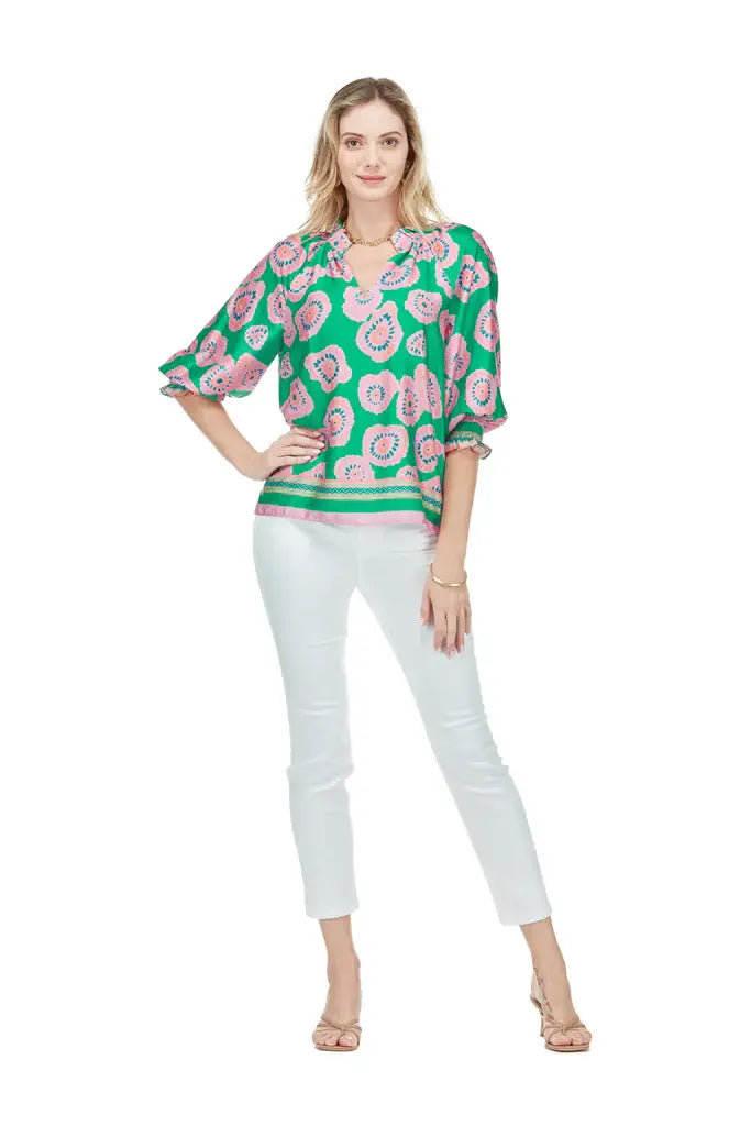 Jade Melody Tam Peasant Top