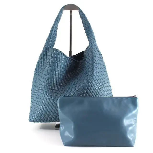 Pretty Persuasions Woven Hobo Bag with Cosmetic Pouch