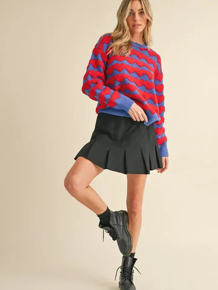 &Merci Embroidery Heart Crew Neck Sweater