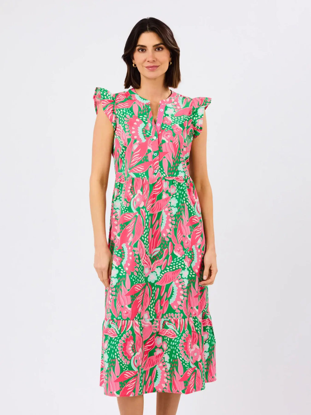 Mary Square Riley Flutter Sleeve Dress