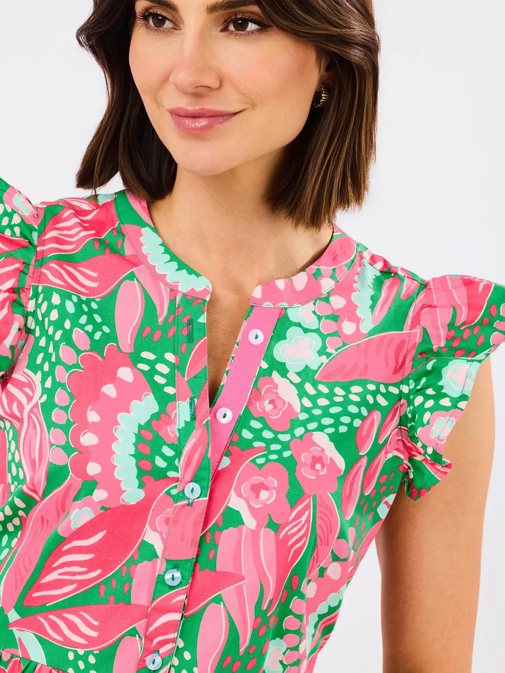 Mary Square Riley Flutter Sleeve Dress