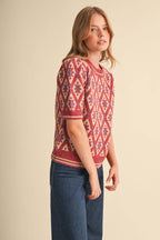 &MERCI - Geometric short sleeve sweater