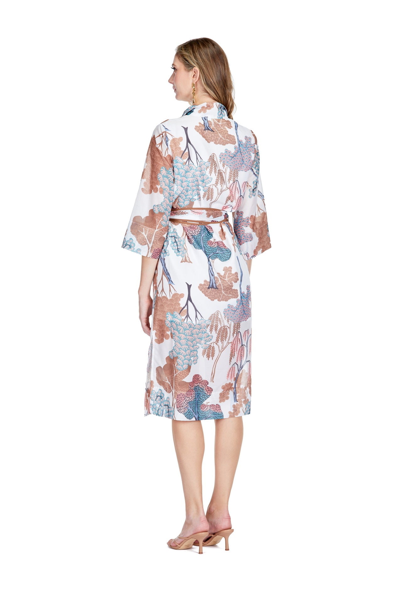 Jade Melody Tam Stand Collar Trim Midi Dress