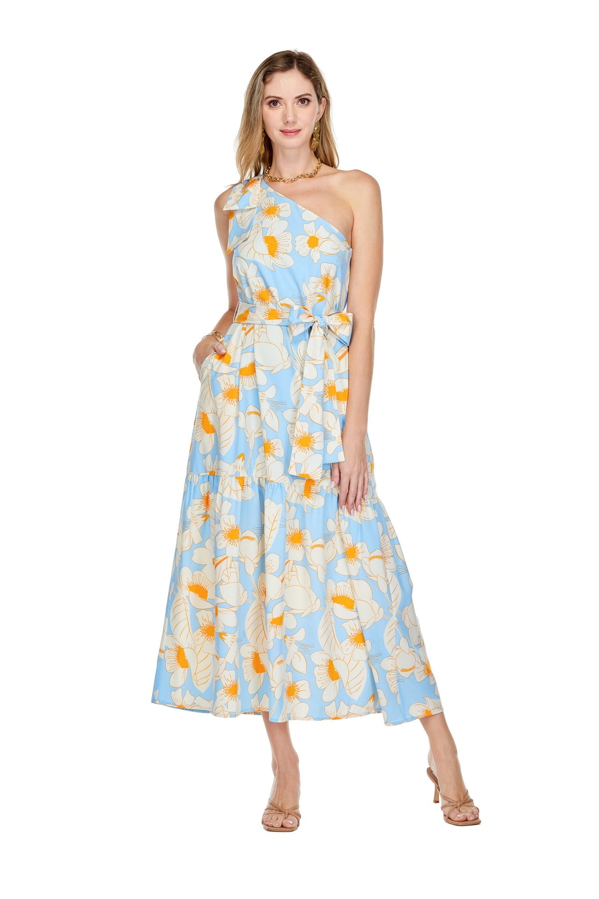 Jade Melody Tam One Shoulder Bow Maxi Dress