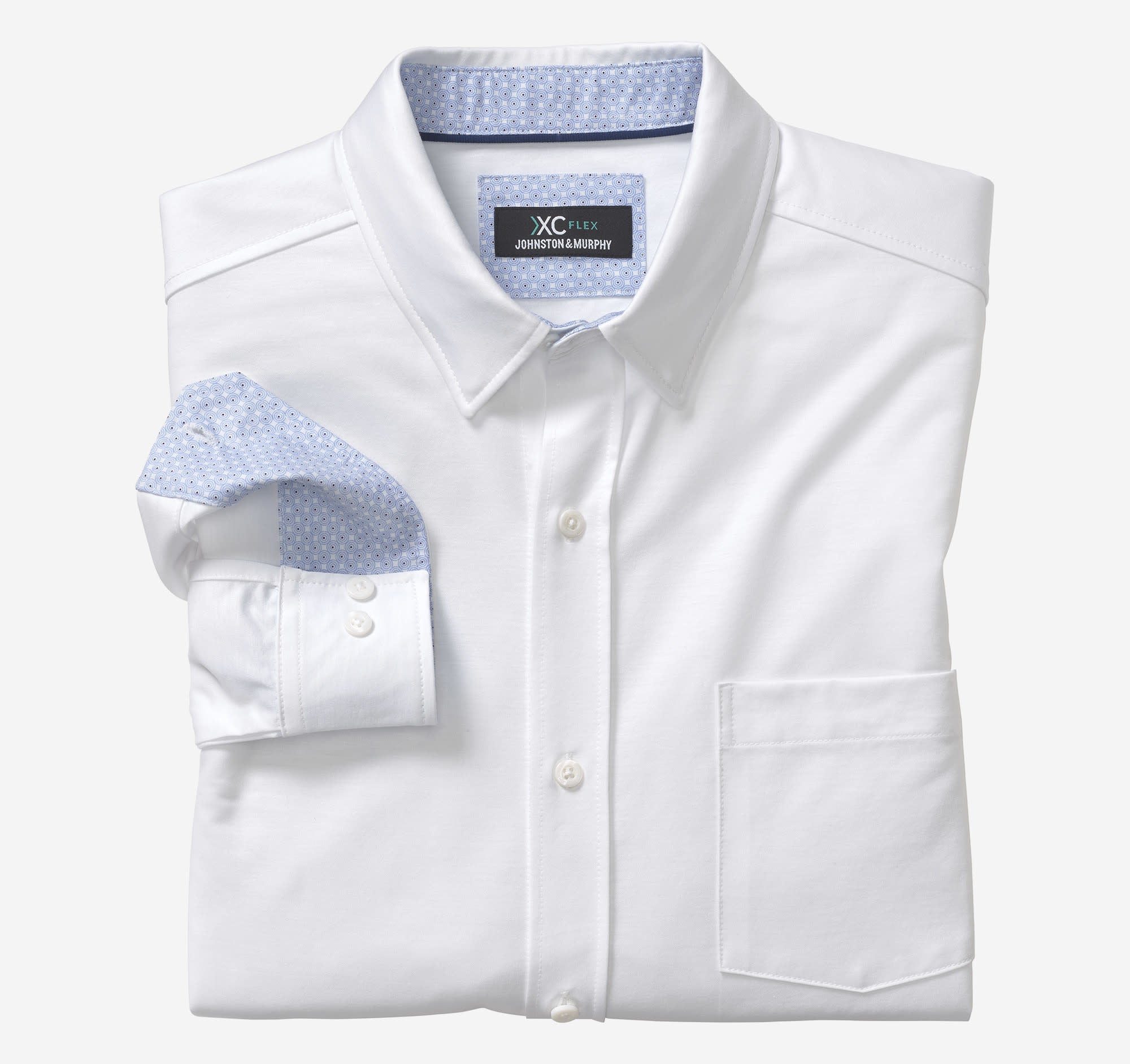 Johnston & Murphy XC Flex Stretch Long Sleeve Solid Dress Shirt