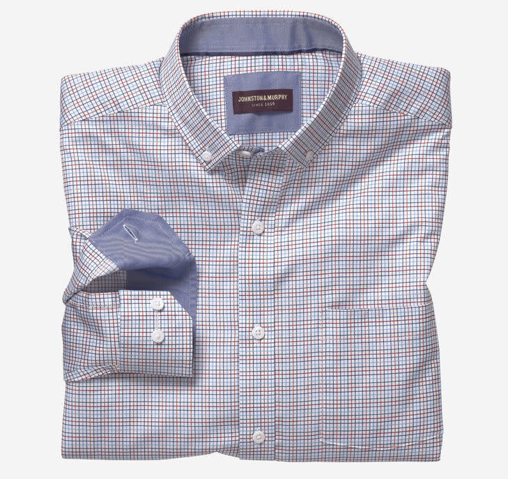 J&M Button Collar Windowpane Sport Shirt