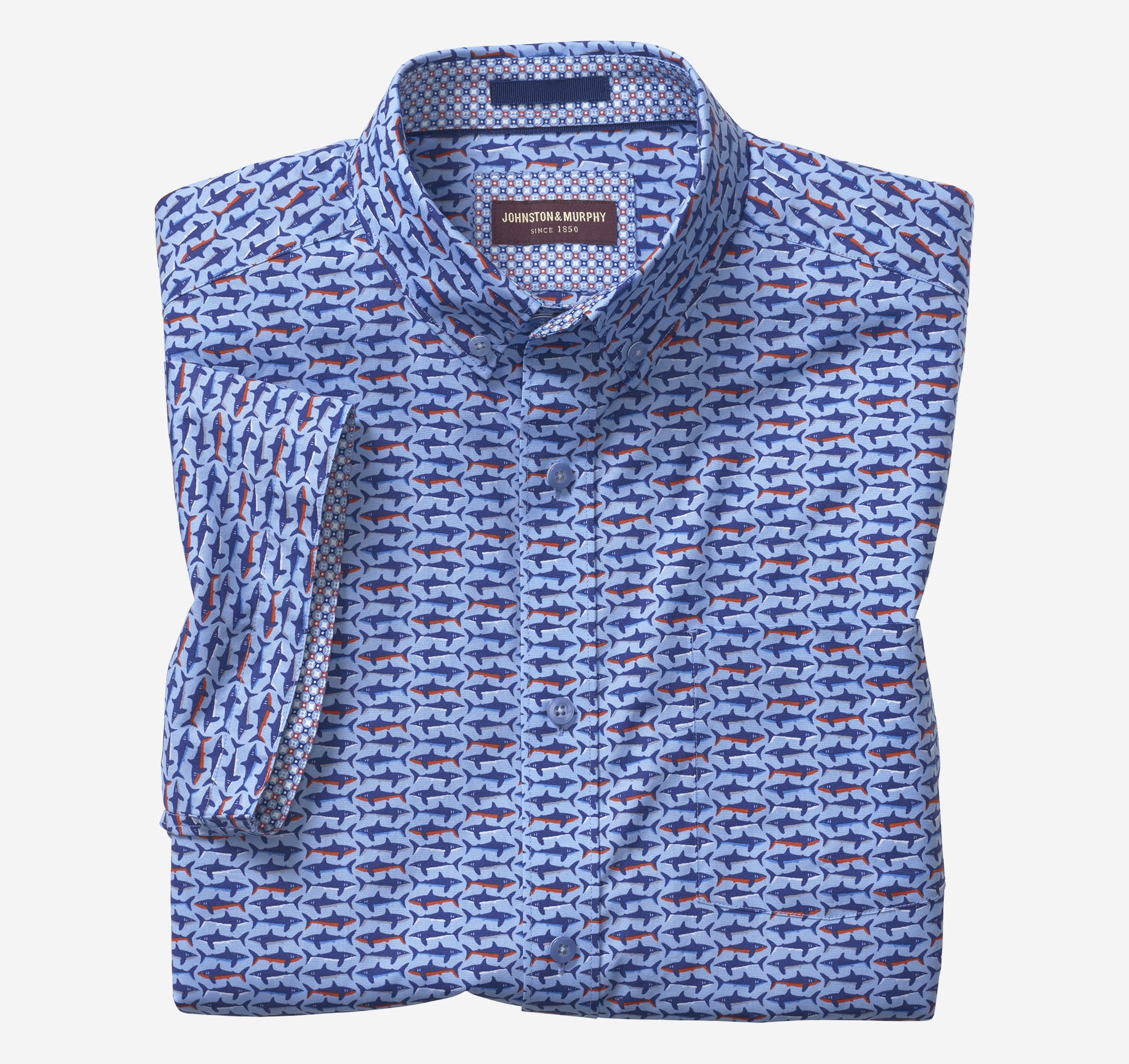 Johnston & Murphy Short Sleeve Printed Cotton Shirt