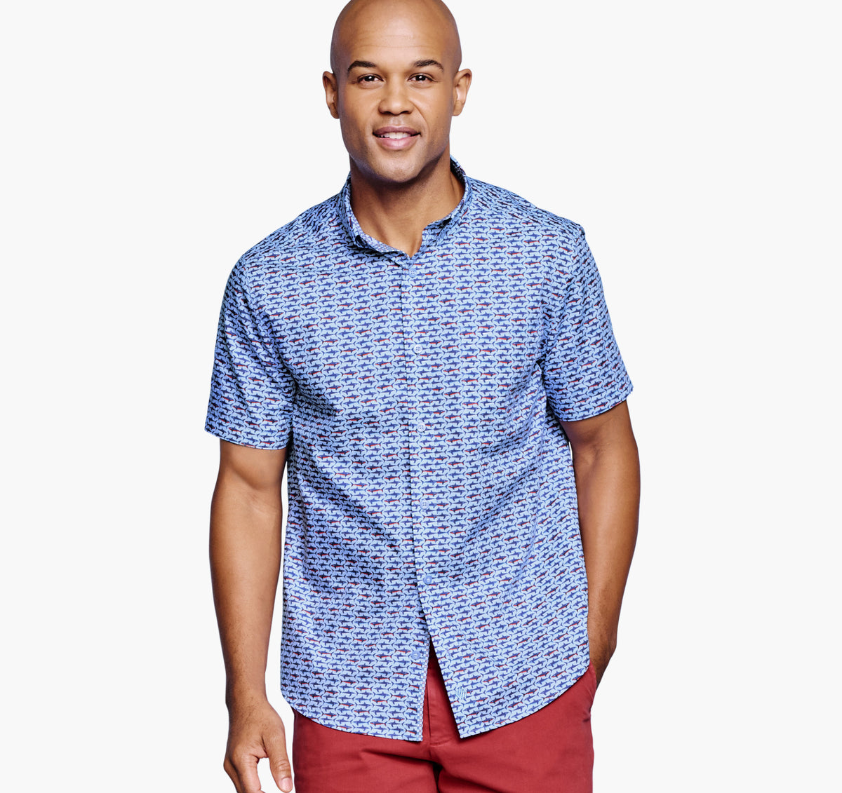 Johnston & Murphy Short Sleeve Printed Cotton Shirt