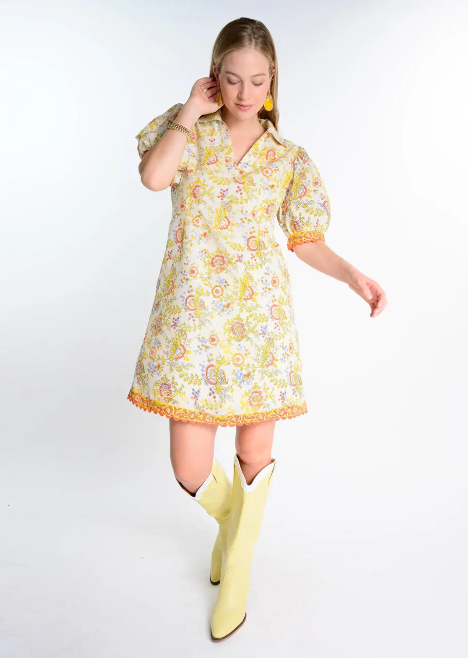 Uncle Frank Bordered Block Print Shift Dress