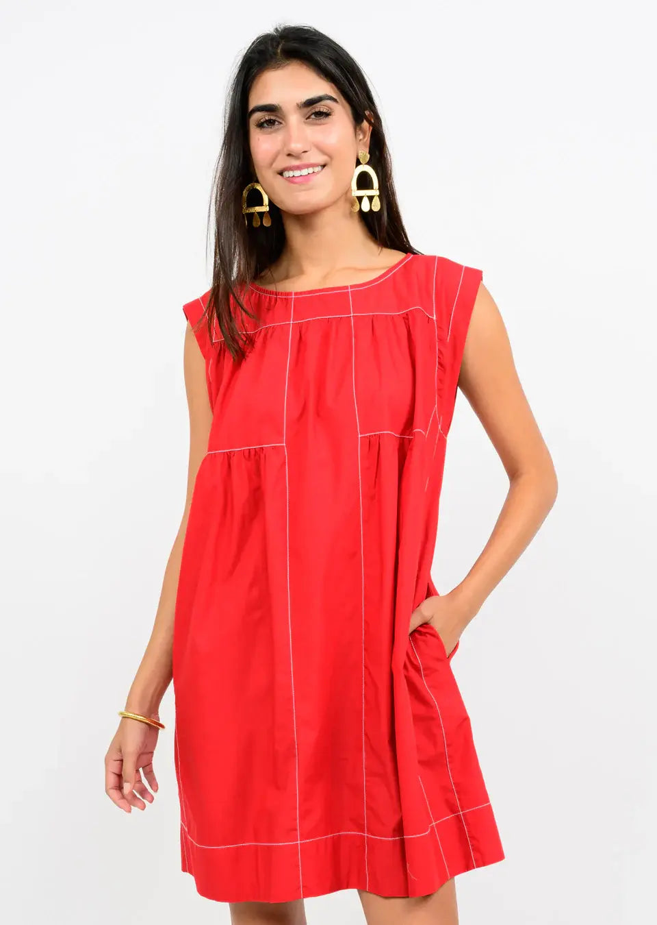 Ivy Jane Topstitched Tiered Dress
