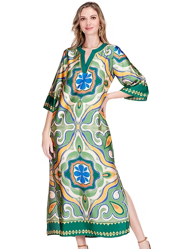 Jade Melody Tam Trimmed Maxi Dress Moroccan Tile
