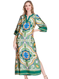 Jade Melody Tam Trimmed Maxi Dress Moroccan Tile