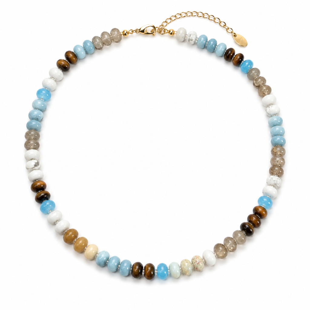 Ellison+Young Color Garden Beaded Necklace – Natural Stone Beads Mix