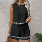 Rosa Clothing Boho Print Sleeveless Top Shorts Set Vest 2-Piece Set