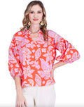 Jade Melody Tam Trimmed Peasant Top