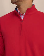 Southern Tide  Cruiser Heather Quarter Zip Pullover  Heather Crab Red