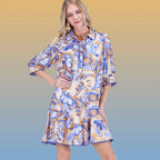 Joy Joy Placket Flared Hem Dress