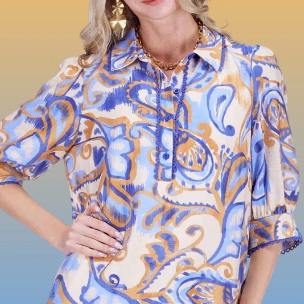 Joy Joy Placket Flared Hem Dress