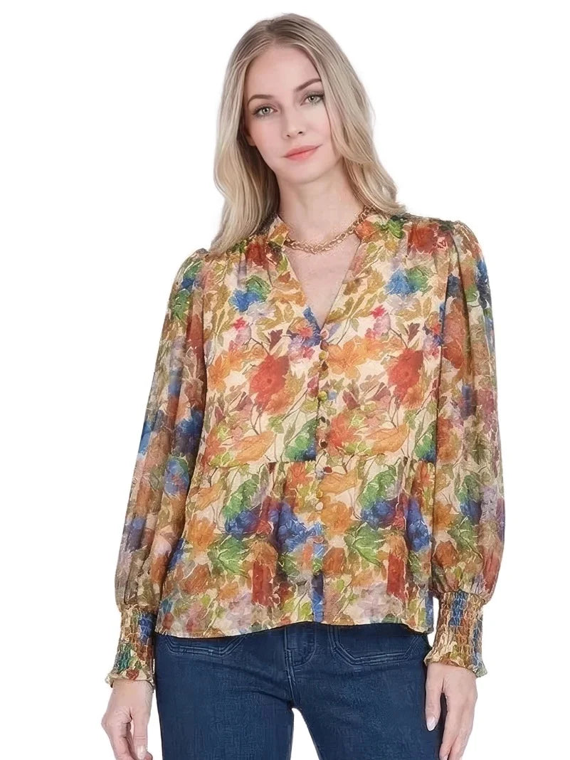 Joy Joy Front Split Buttons Top