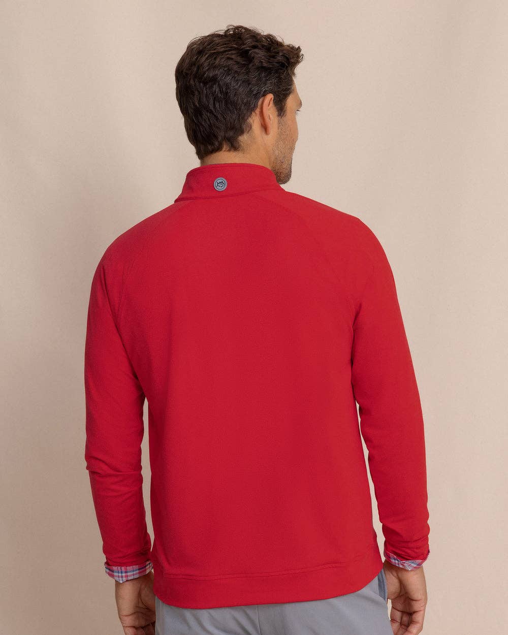 Southern Tide  Cruiser Heather Quarter Zip Pullover  Heather Crab Red