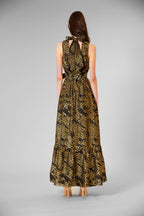 Julia Jordan - Tie Neck Lurex Chiffon Overlay Dress w/ Sash