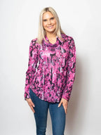 Sno Skins Crinkle Shirttail Cowl Neck Top