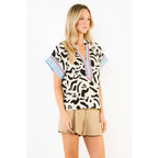 THML - Short Sleeve Abstract Pattern Top