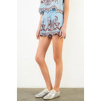 THML - Embroidered Elastic Waist Scallop Shorts