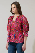 Sugarlips - Azura Floral Irina Split Neck Top