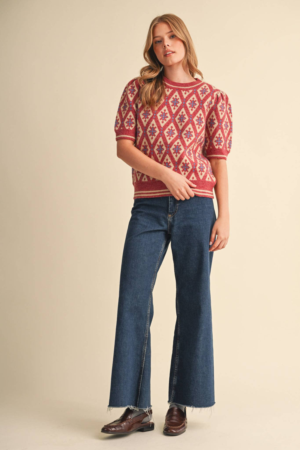&MERCI - Geometric short sleeve sweater