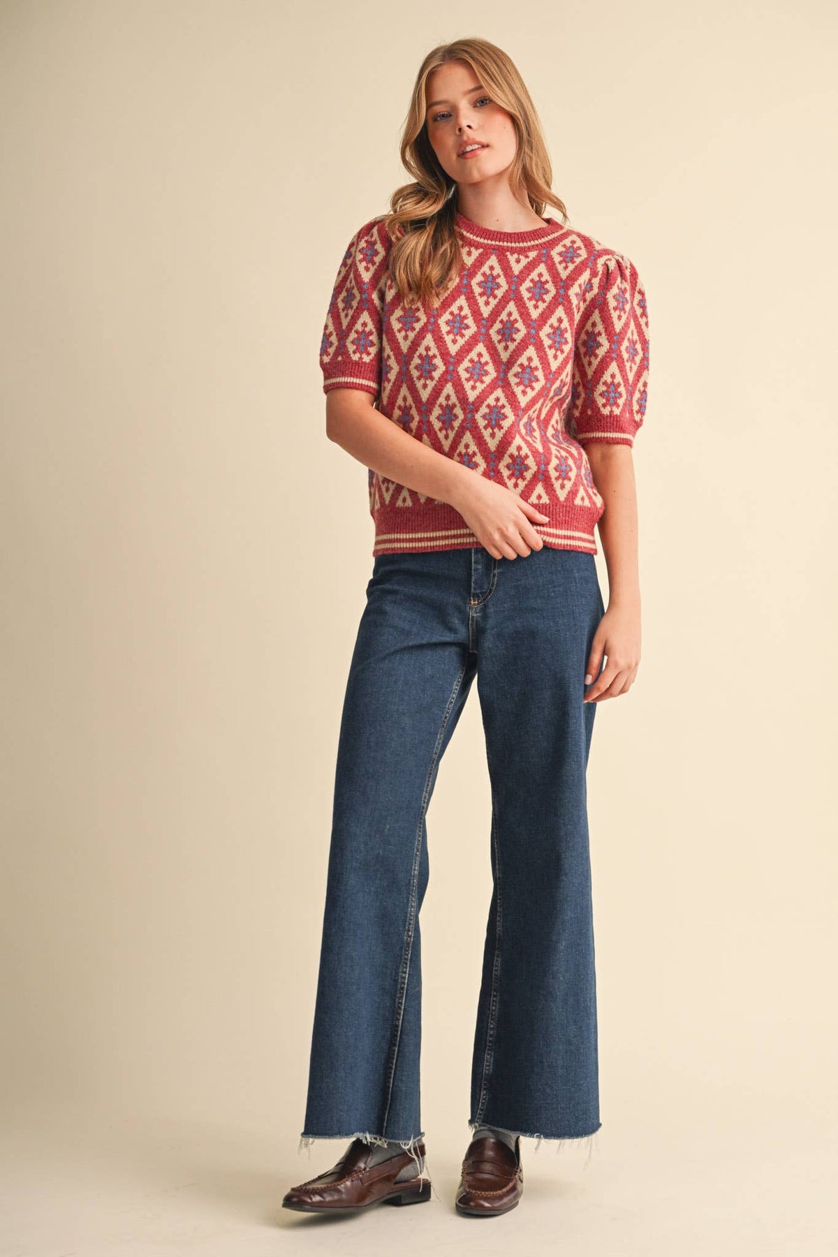 &MERCI - Geometric short sleeve sweater