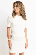 Karlie Solid Washed Denim Braid Trim Dress